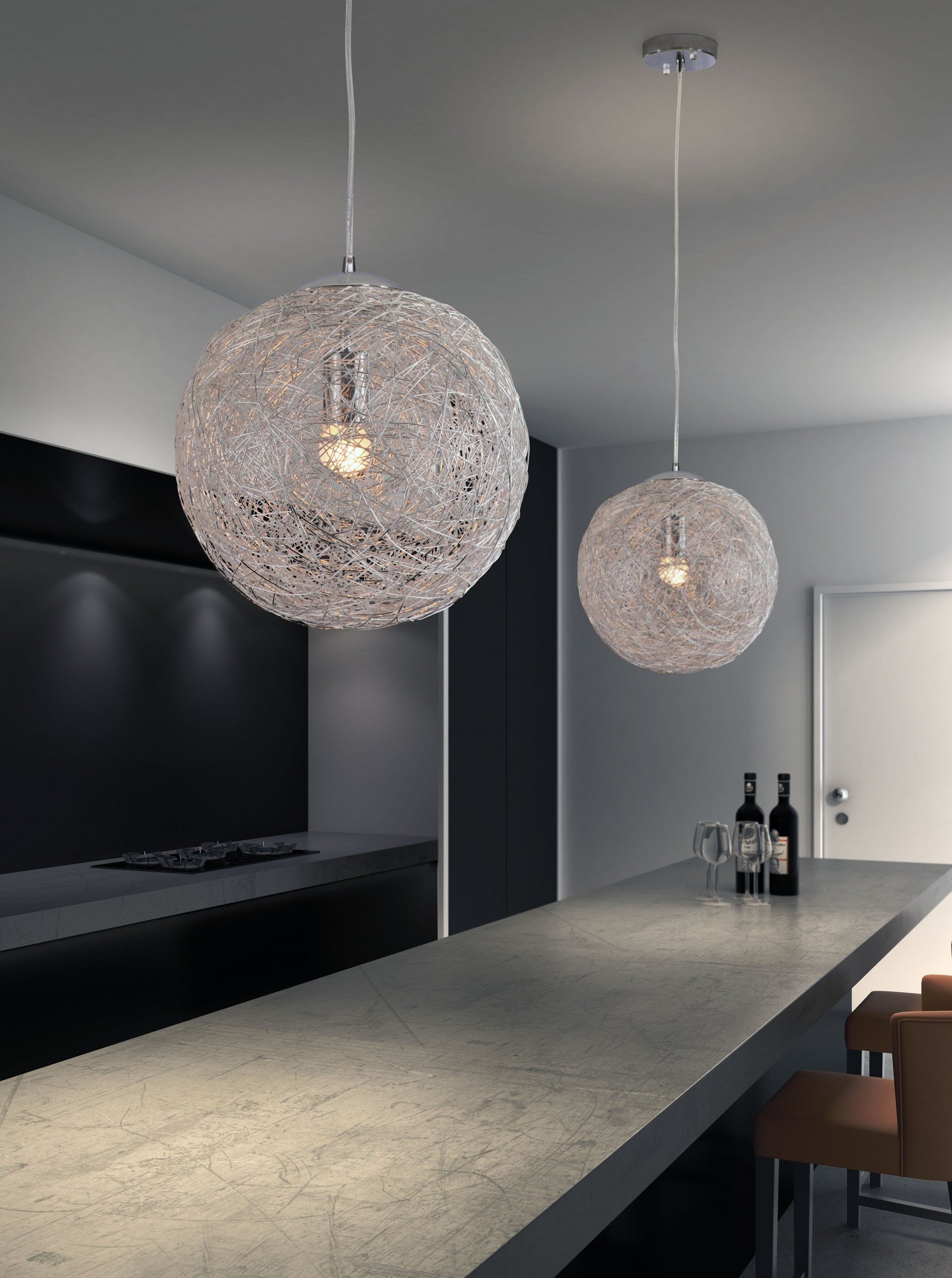 HomeRoots Modern Snowball Ceiling Lamp in Chrome Finish