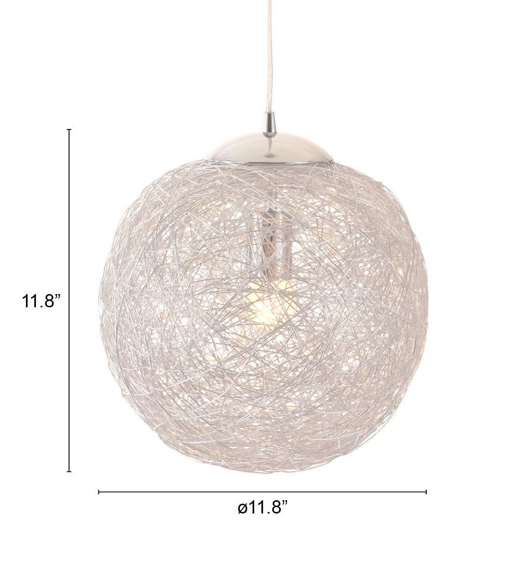 HomeRoots Modern Snowball Ceiling Lamp in Chrome Finish