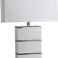 HomeRoots Modern Table Lamp With USB in White and Silver Finish