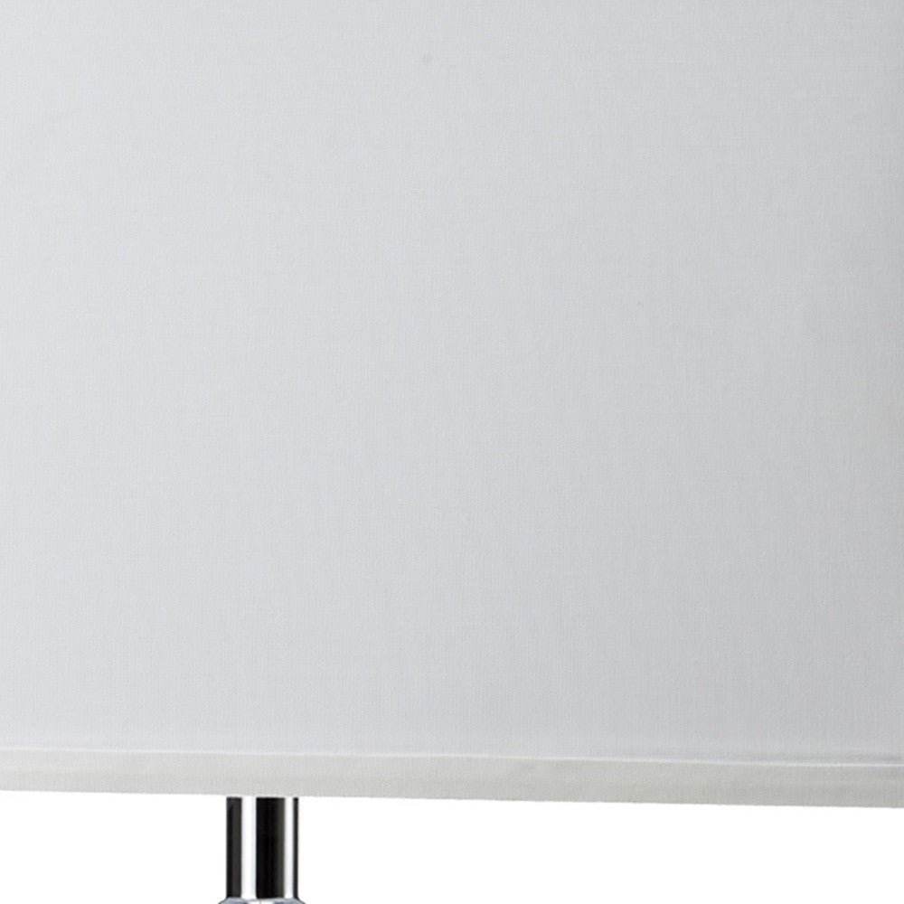 HomeRoots Modern Table Lamp With USB in White and Silver Finish