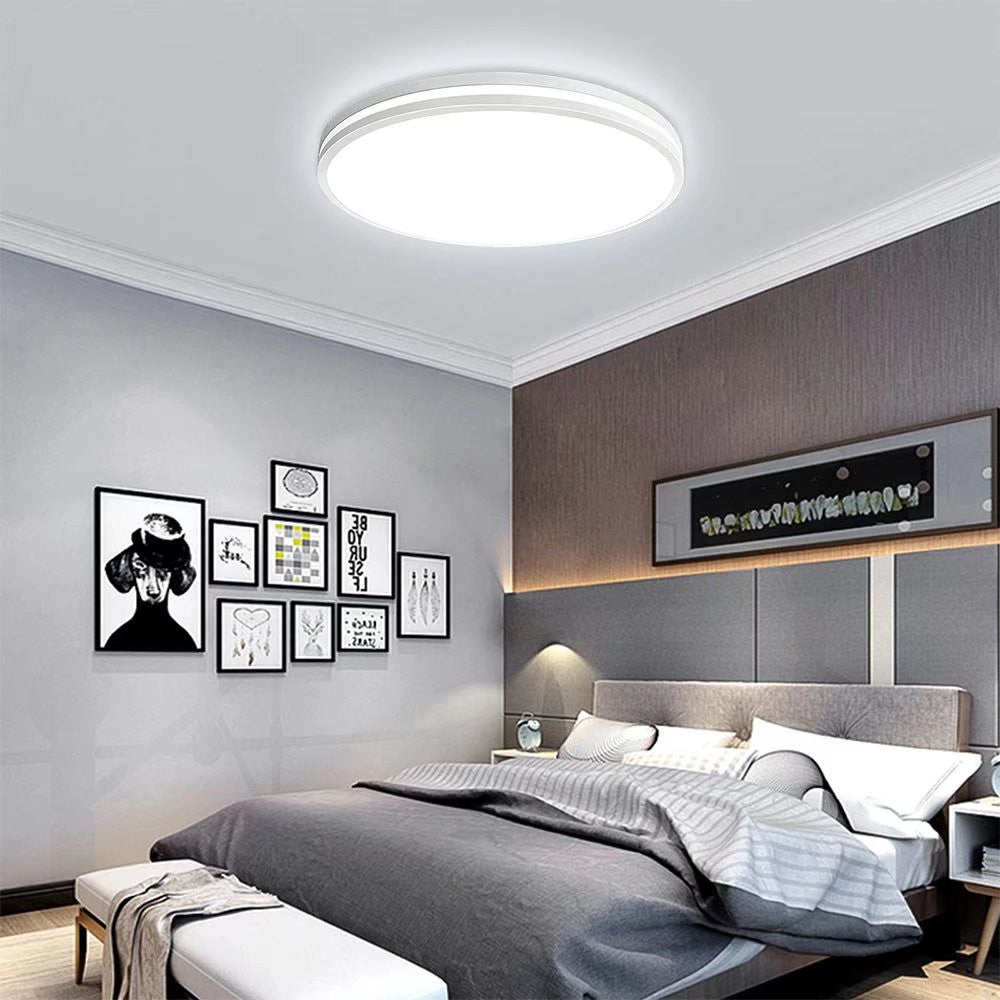 HomeRoots Modern Ultra Thin Round LED Ceiling Light Fixture in White Finish