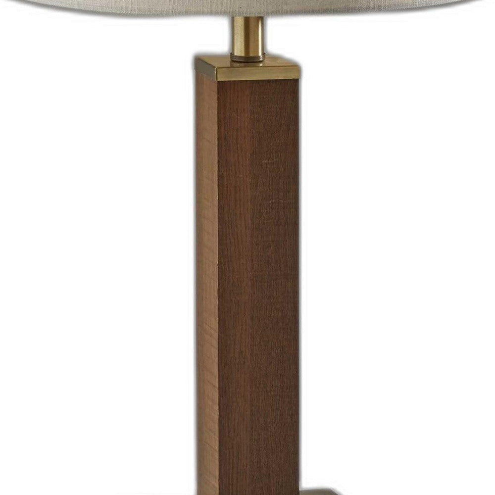 HomeRoots Monument Table Lamp With Walnut Wood Finish