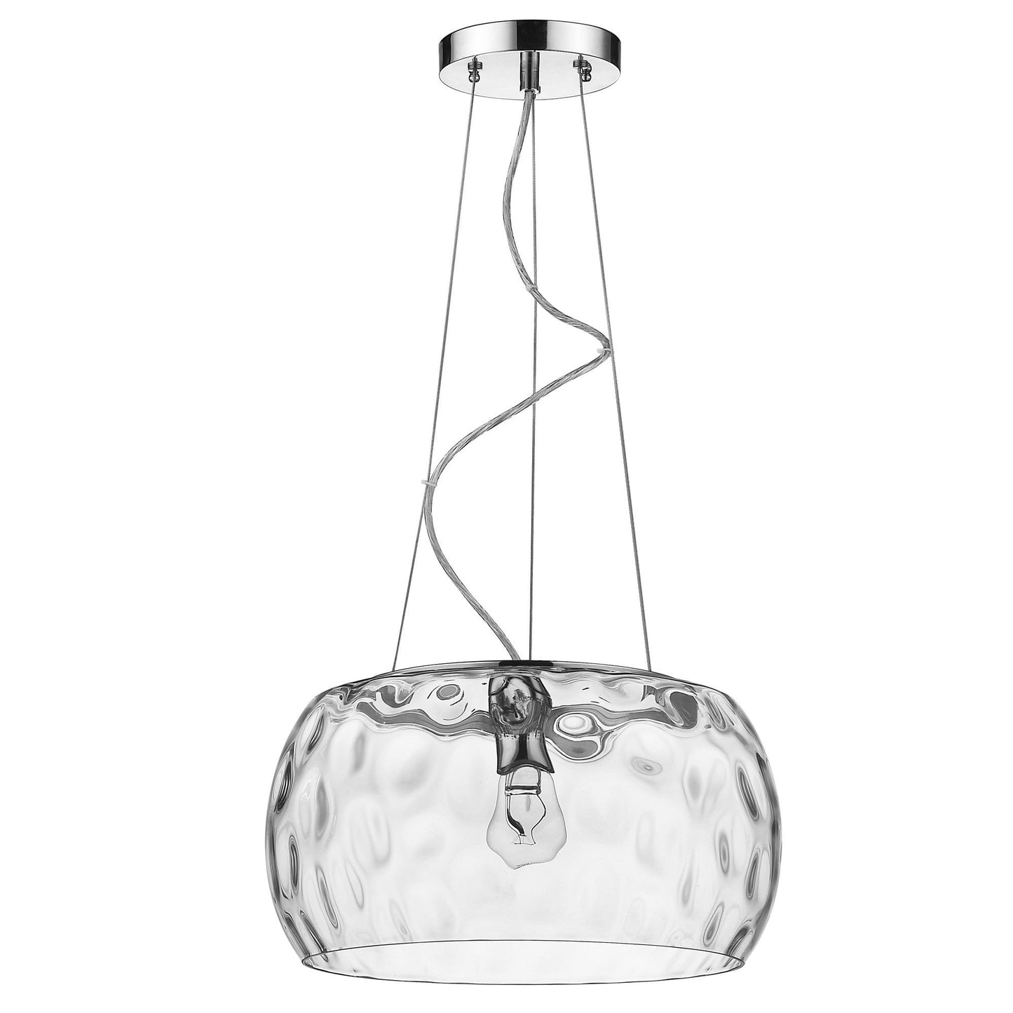HomeRoots Mystere 1-Light Pendant With Dimpled Glass Shade and Polished Chrome Finish
