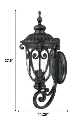HomeRoots Naples 3-Light Wall Light in Marbelized Mahogany Finish