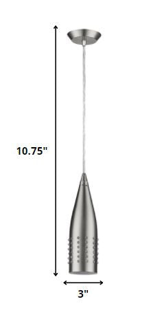 HomeRoots Narrow Hanging Light With Glass Studs and Silver Finish