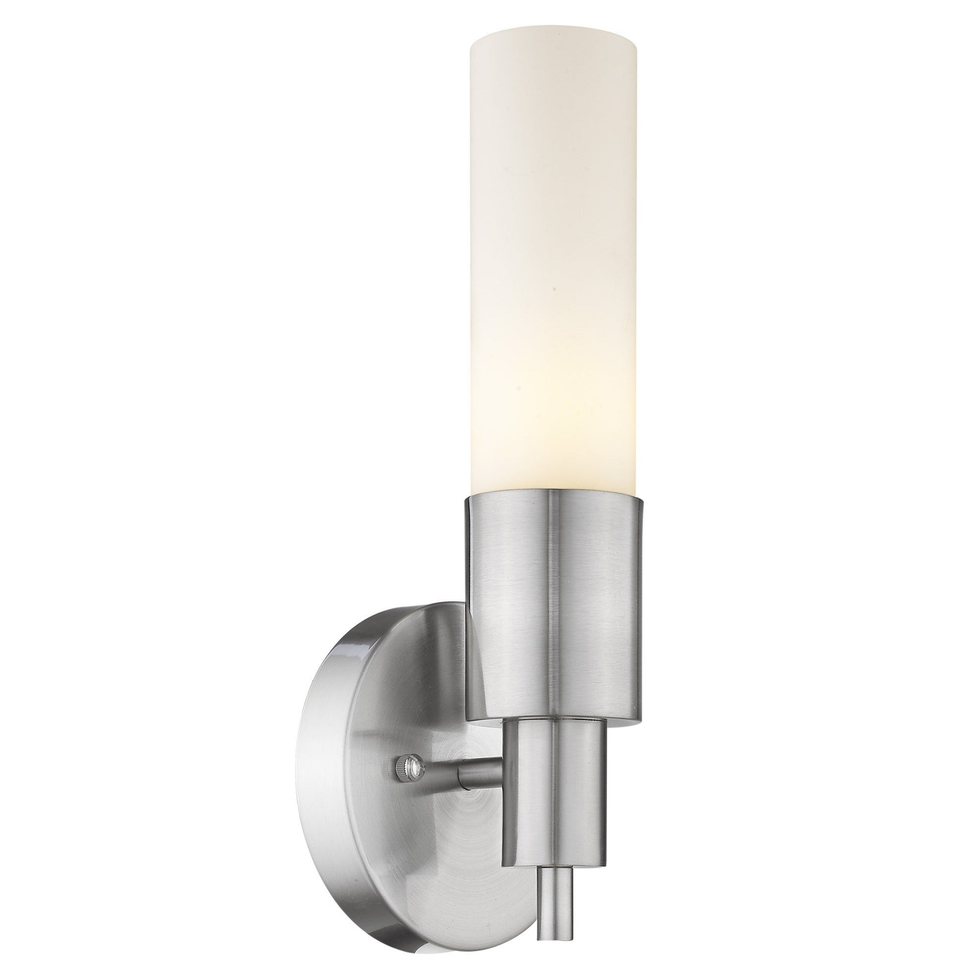 HomeRoots Narrow Wall Light With Frosted Glass Shade in Silver Finish