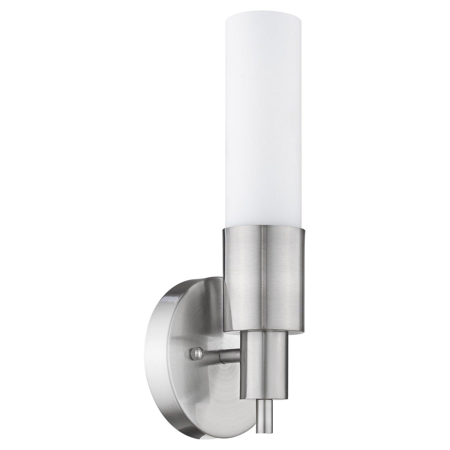 HomeRoots Narrow Wall Light With Frosted Glass Shade in Silver Finish