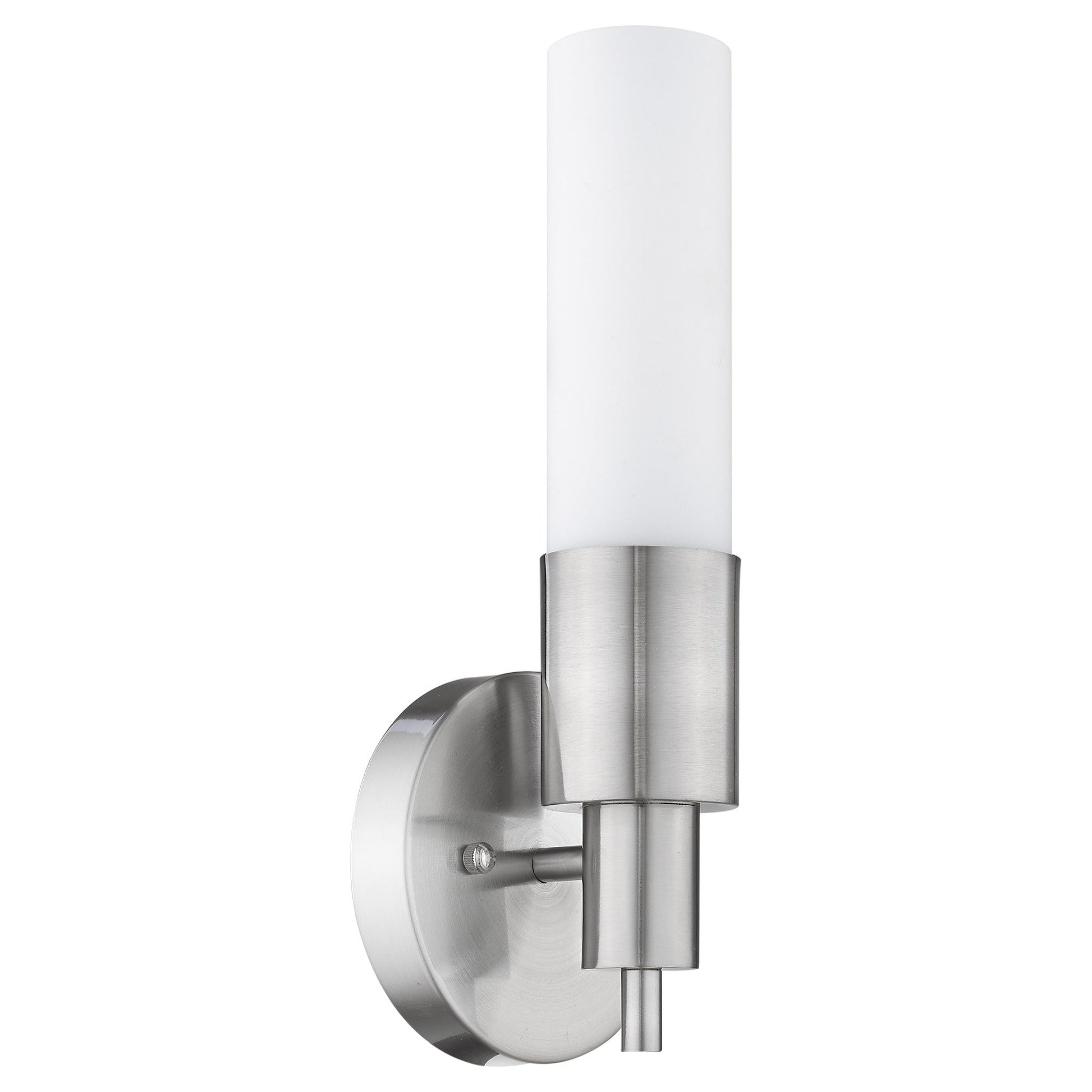 HomeRoots Narrow Wall Light With Frosted Glass Shade in Silver Finish