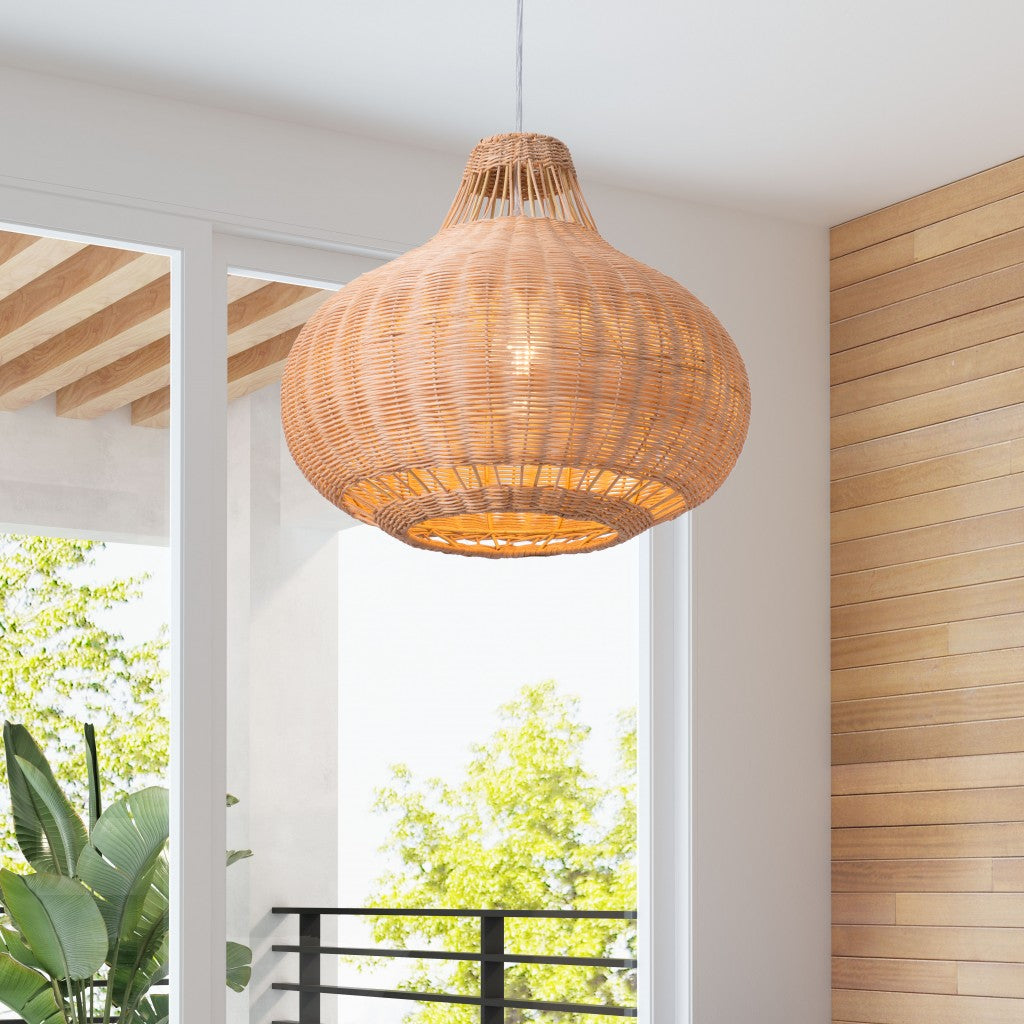 HomeRoots Native Ceiling Lamp With Natural Finish