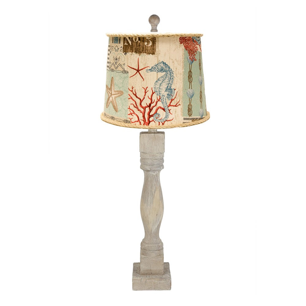 HomeRoots Natural Tropical Beauty Of The Sea Table Lamp With Rustic White Finish