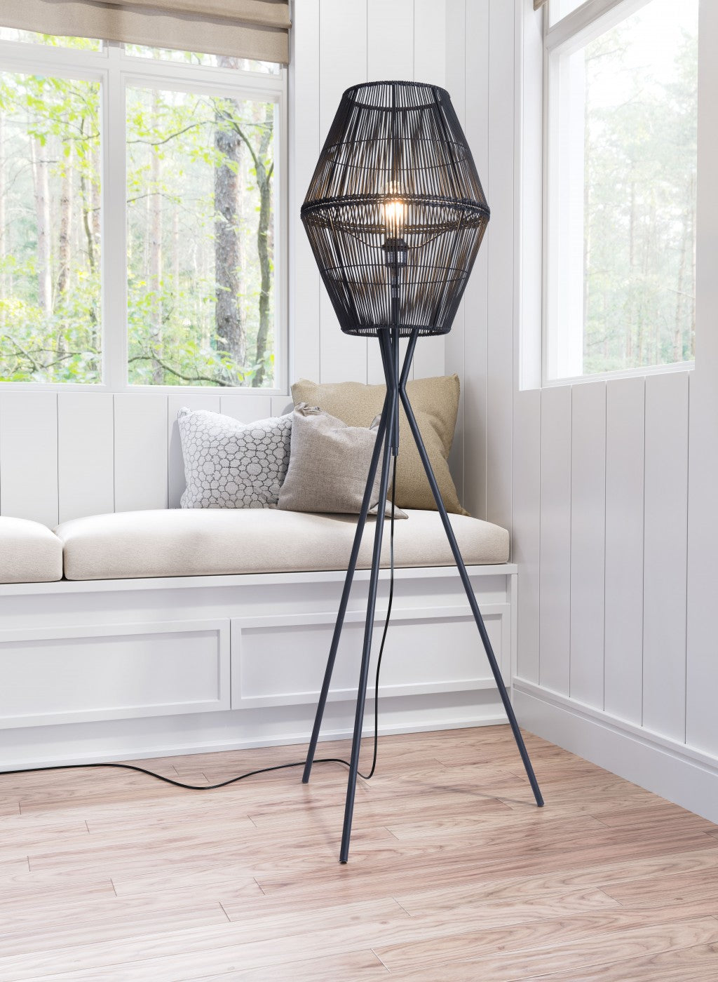 HomeRoots Nest Floor Lamp in Black Finish