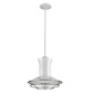 HomeRoots Newport 1-Light Pendant With Polished Nickel Louver and White Finish