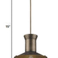 HomeRoots Newport 1-Light Pendant With Raw Brass Interior Shade And Louver in Tin Coated Finish