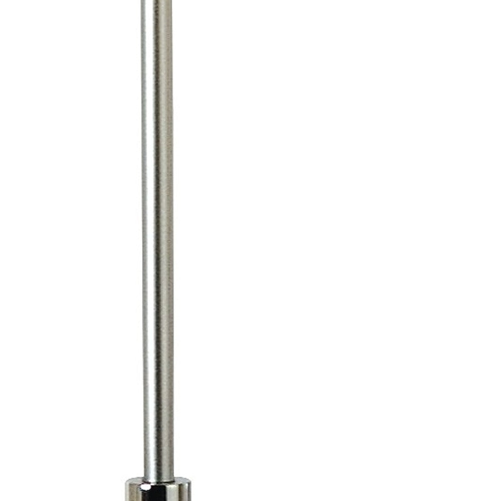 HomeRoots Nimbus 1-Light Floor Lamp With Sheer Snow Double Shantung Shade in Metallic Silver And Polished Chrome Finish