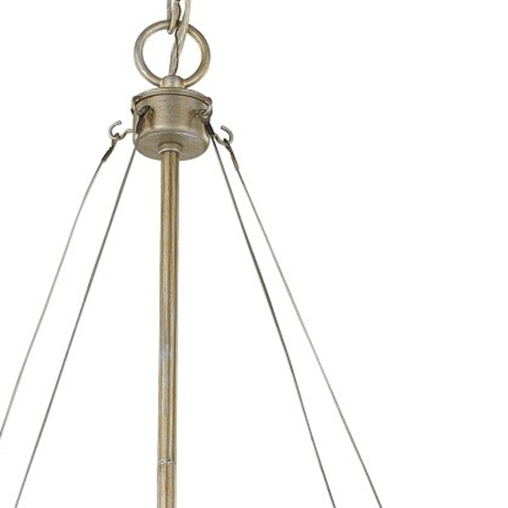 HomeRoots Nora 4-Light Drum Pendant With Abstract Open-Air Cage Shade in Washed Gold Finish