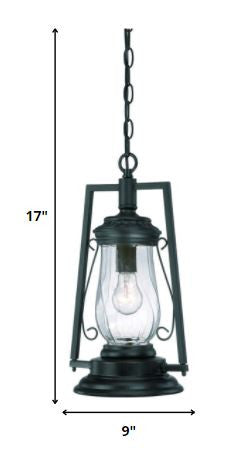 HomeRoots Oil Lamp Hanging Light in Matte Black Finish