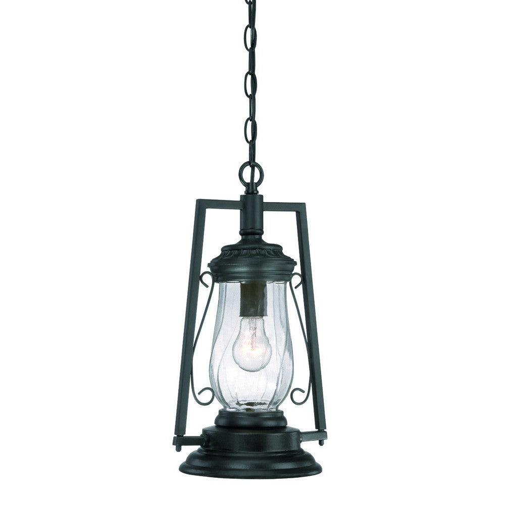 HomeRoots Oil Lamp Hanging Light in Matte Black Finish