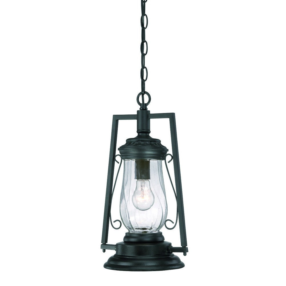 HomeRoots Oil Lamp Hanging Light in Matte Black Finish