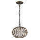 HomeRoots Olivia 1-Light Crystal Globe Pendant With Oil Rubbed Bronze Finish