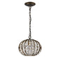 HomeRoots Olivia 1-Light Crystal Globe Pendant With Oil Rubbed Bronze Finish