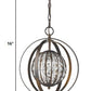 HomeRoots Olivia 1-Light Crystal Globe Pendant in Oil Rubbed Bronze Finish