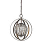 HomeRoots Olivia 1-Light Crystal Globe Pendant in Oil Rubbed Bronze Finish