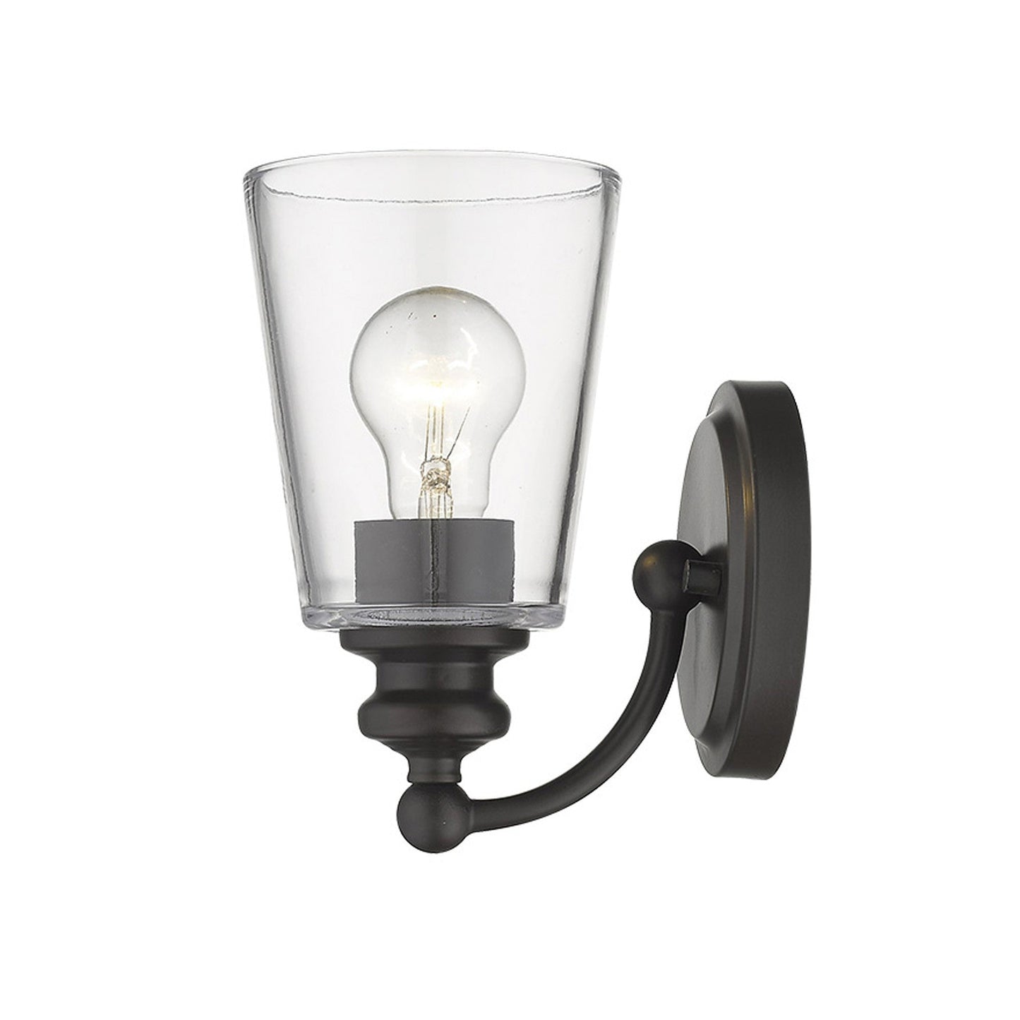 HomeRoots One Light Glass Shade Wall Sconce in Antique Bronze Finish