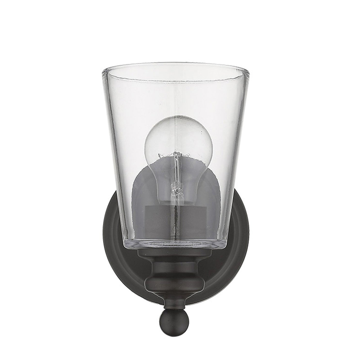 HomeRoots One Light Glass Shade Wall Sconce in Antique Bronze Finish