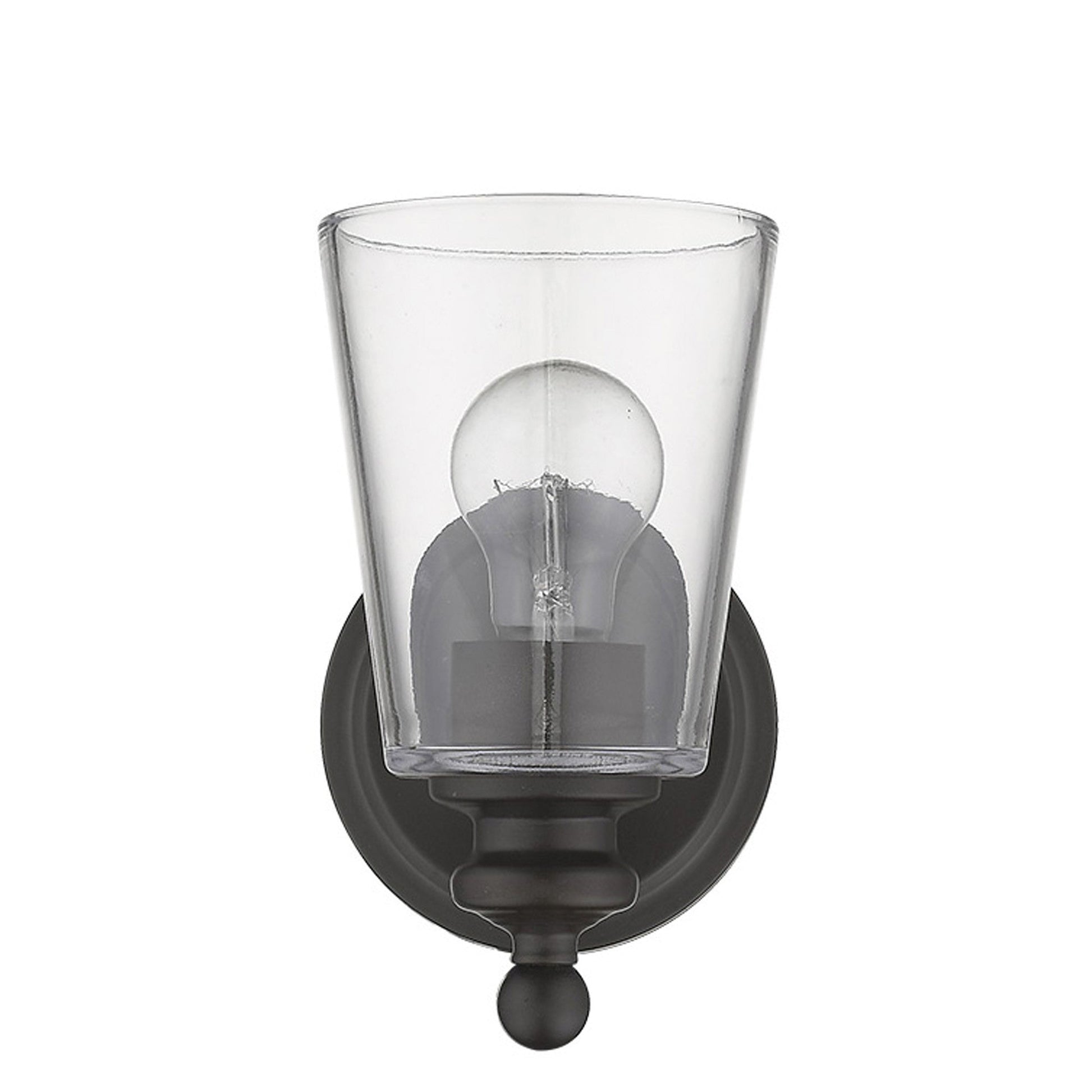 HomeRoots One Light Glass Shade Wall Sconce in Antique Bronze Finish