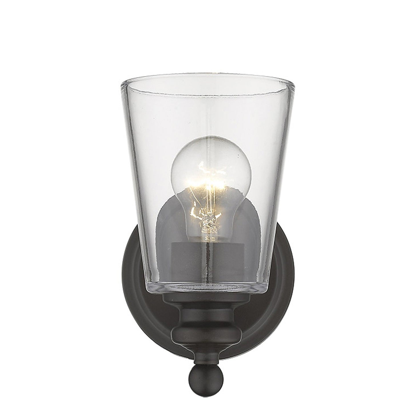 HomeRoots One Light Glass Shade Wall Sconce in Antique Bronze Finish