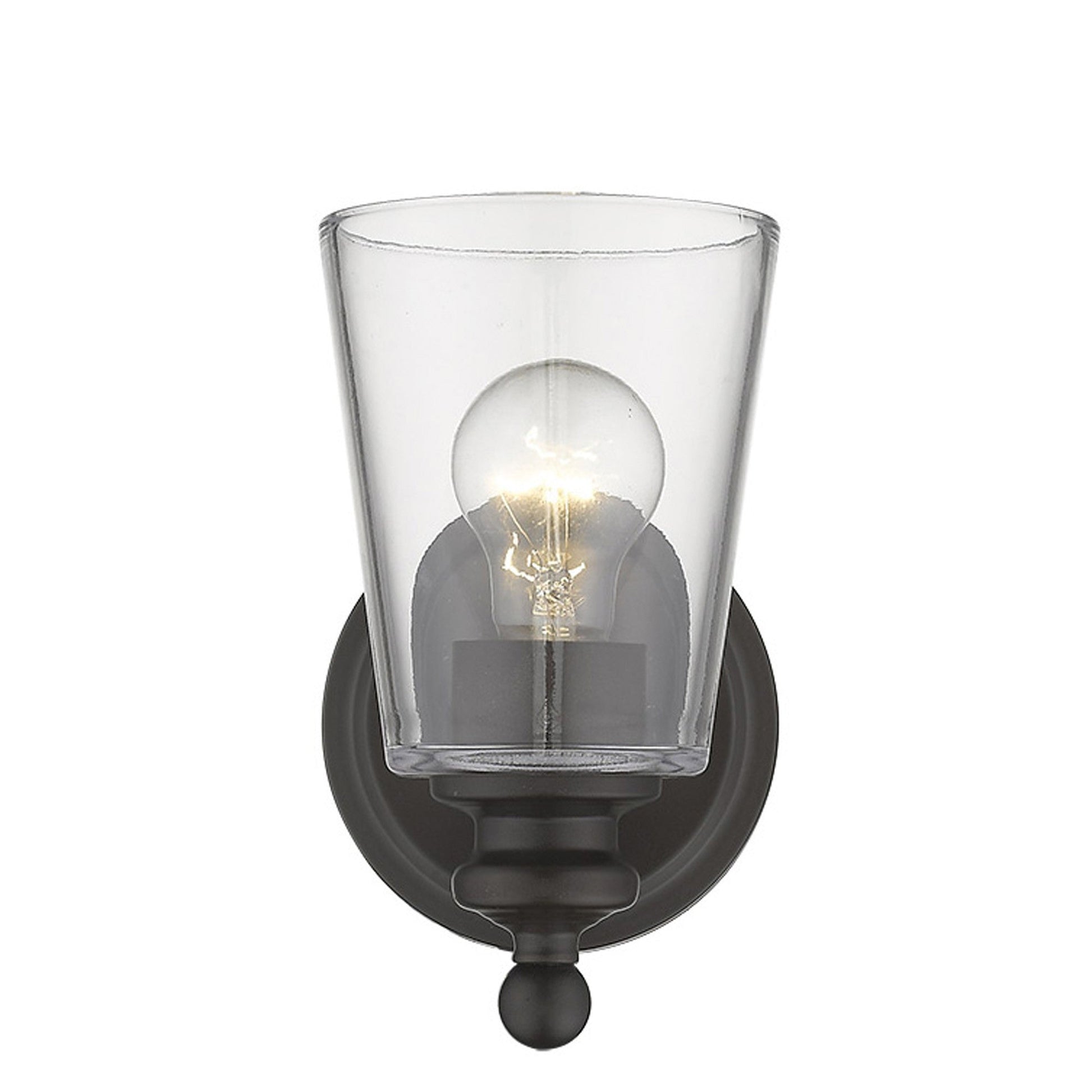 HomeRoots One Light Glass Shade Wall Sconce in Antique Bronze Finish
