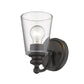 HomeRoots One Light Glass Shade Wall Sconce in Antique Bronze Finish