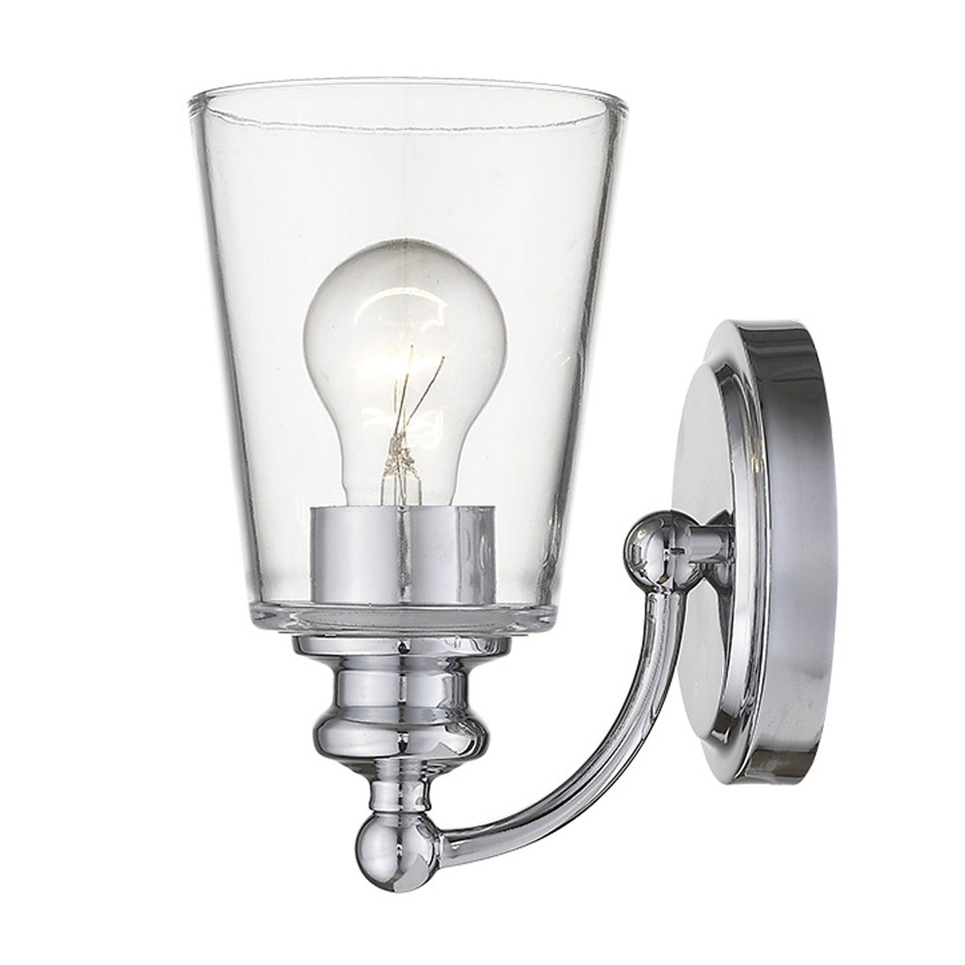 HomeRoots One Light Wall Sconce With Glass Shade and Silver Finish