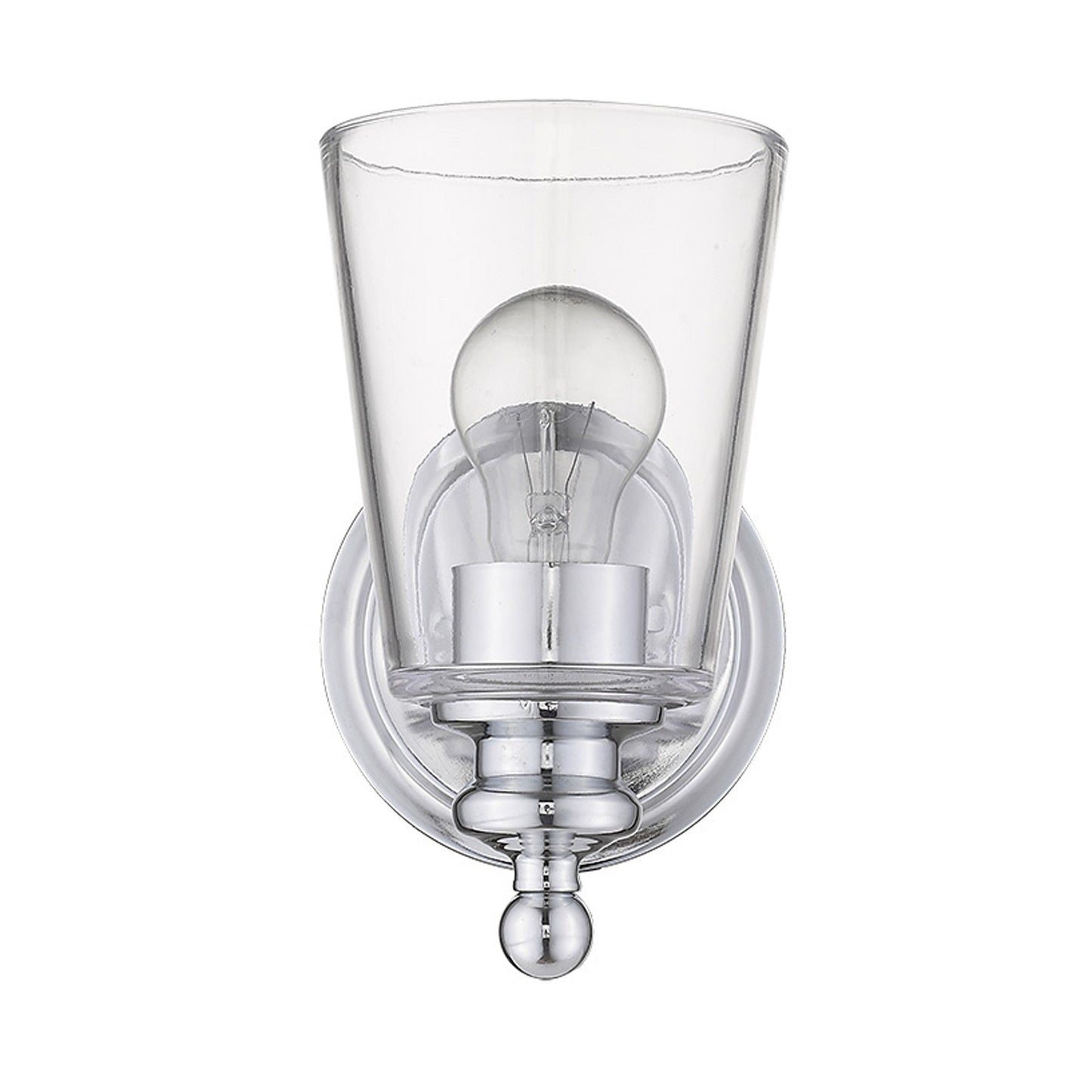 HomeRoots One Light Wall Sconce With Glass Shade and Silver Finish