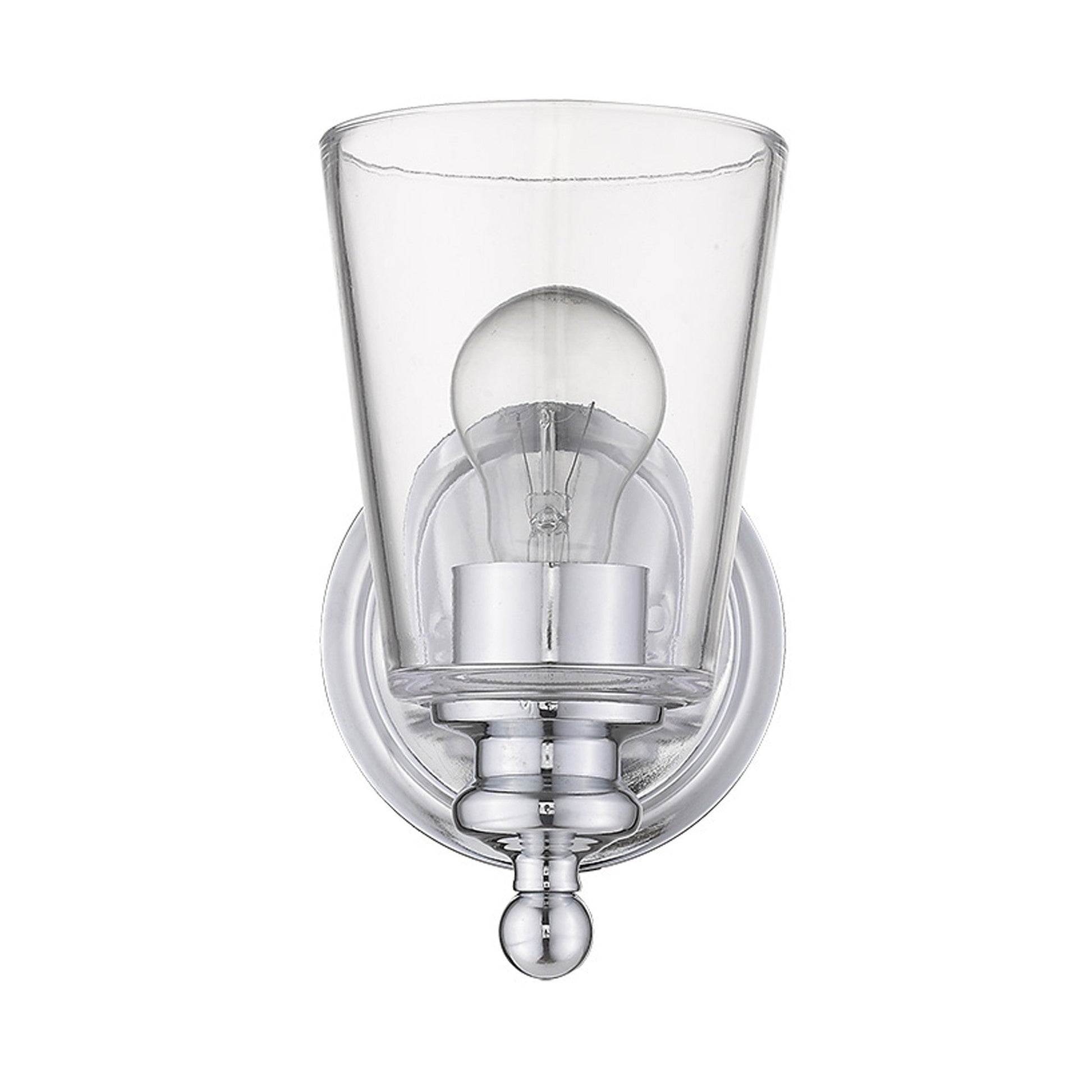 HomeRoots One Light Wall Sconce With Glass Shade and Silver Finish
