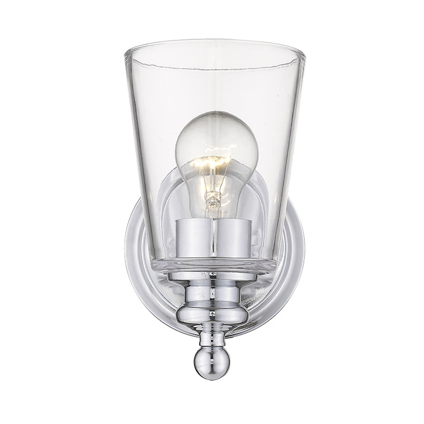 HomeRoots One Light Wall Sconce With Glass Shade and Silver Finish
