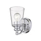 HomeRoots One Light Wall Sconce With Glass Shade and Silver Finish