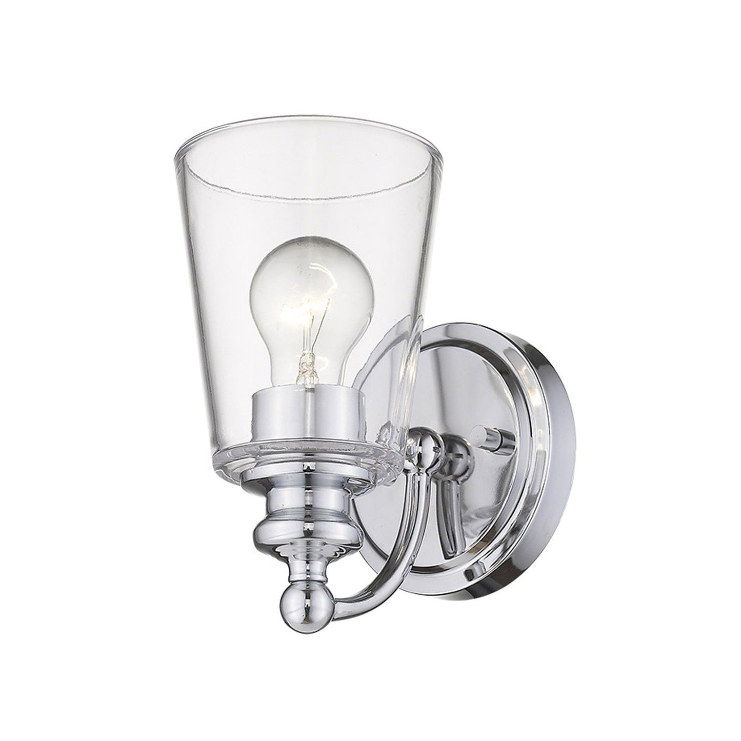 HomeRoots One Light Wall Sconce With Glass Shade and Silver Finish