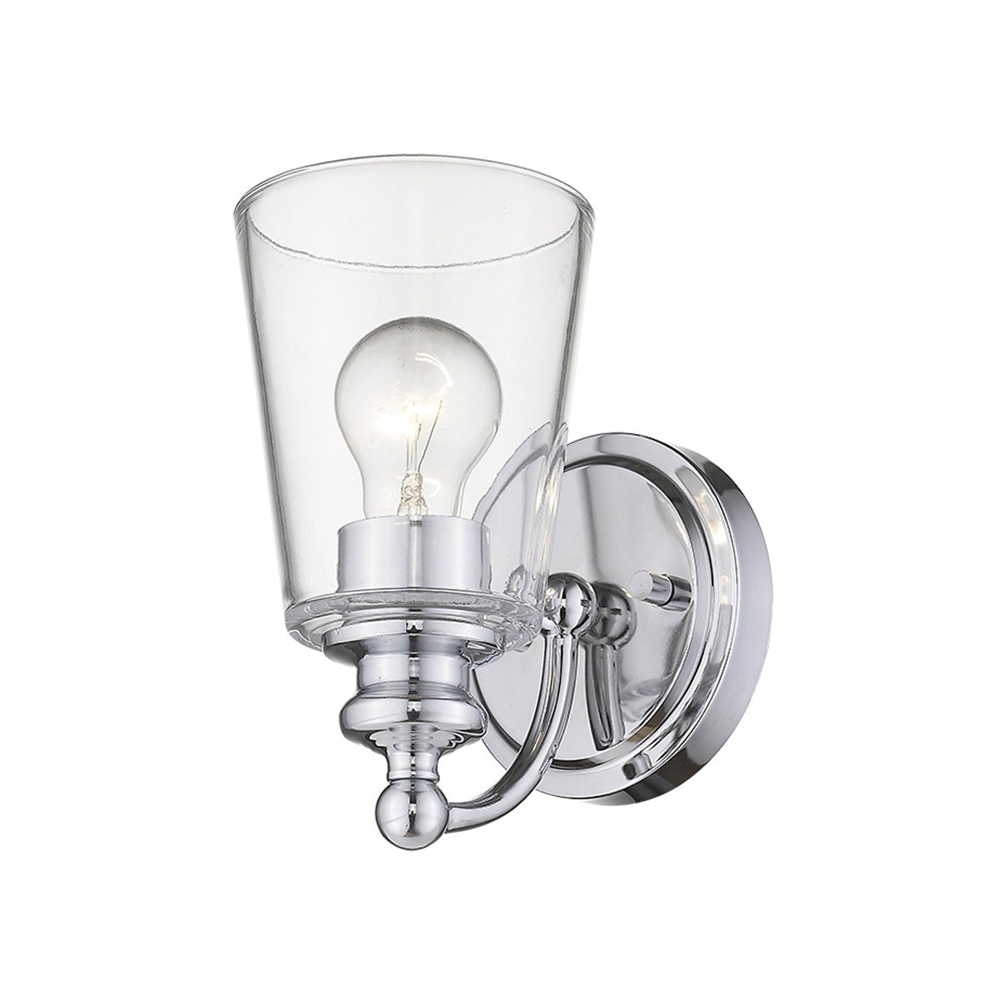 HomeRoots One Light Wall Sconce With Glass Shade and Silver Finish