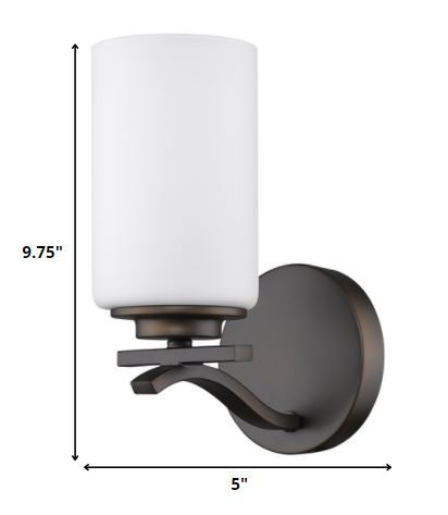 HomeRoots One Light Wall Sconce With Glass and Bronze Finish