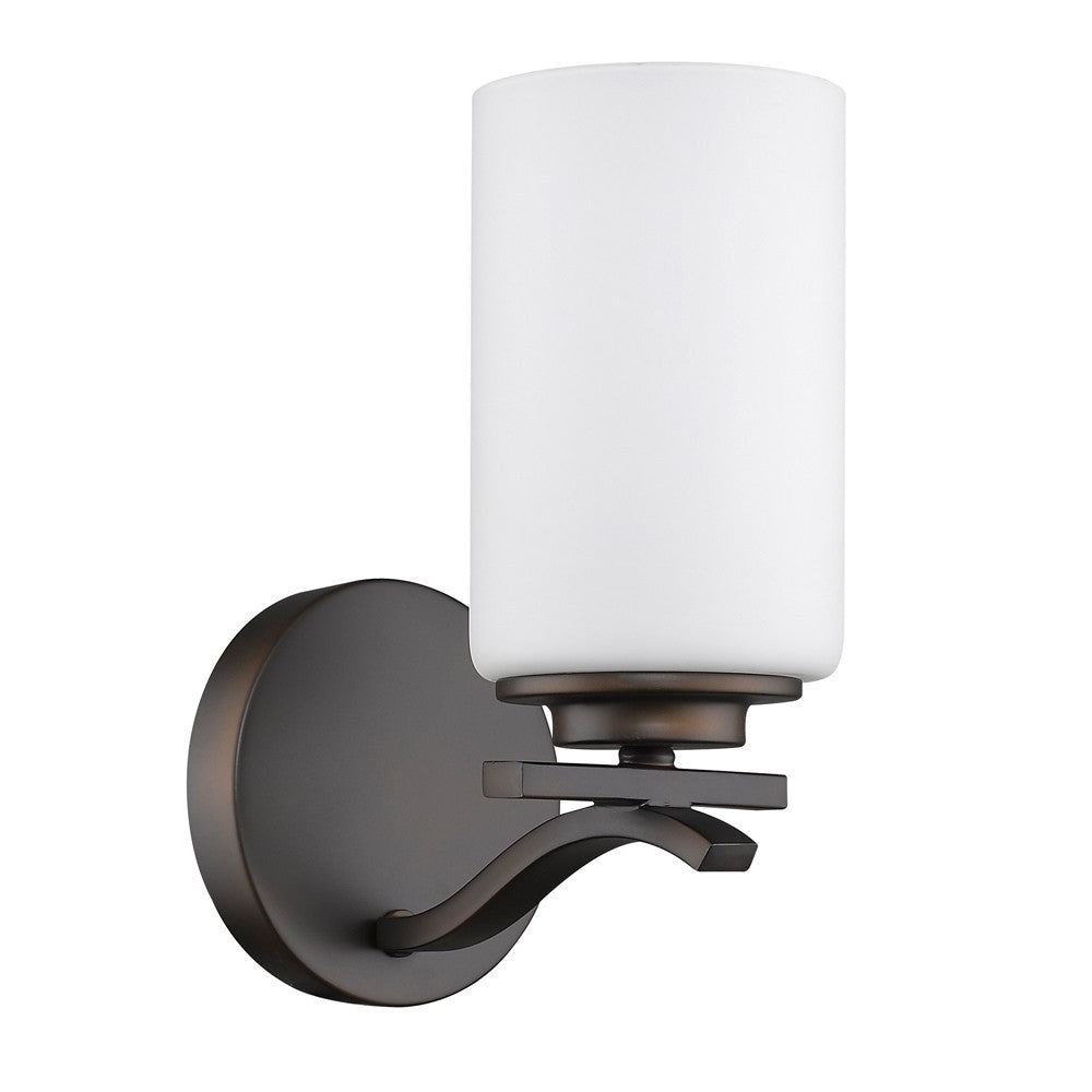 HomeRoots One Light Wall Sconce With Glass and Bronze Finish