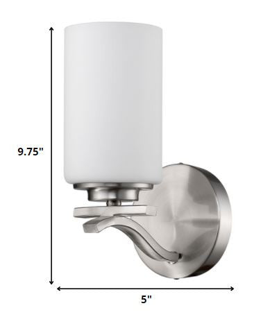 HomeRoots One Light Wall Sconce With Glass and Silver Finish