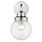 HomeRoots One Light Wall Sconce With Round Glass Shade and Silver Finish