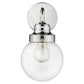 HomeRoots One Light Wall Sconce With Round Glass Shade and Silver Finish