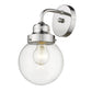 HomeRoots One Light Wall Sconce With Round Glass Shade and Silver Finish