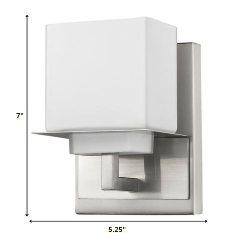HomeRoots One Light Wall Sconce With Silver White Glass Finish