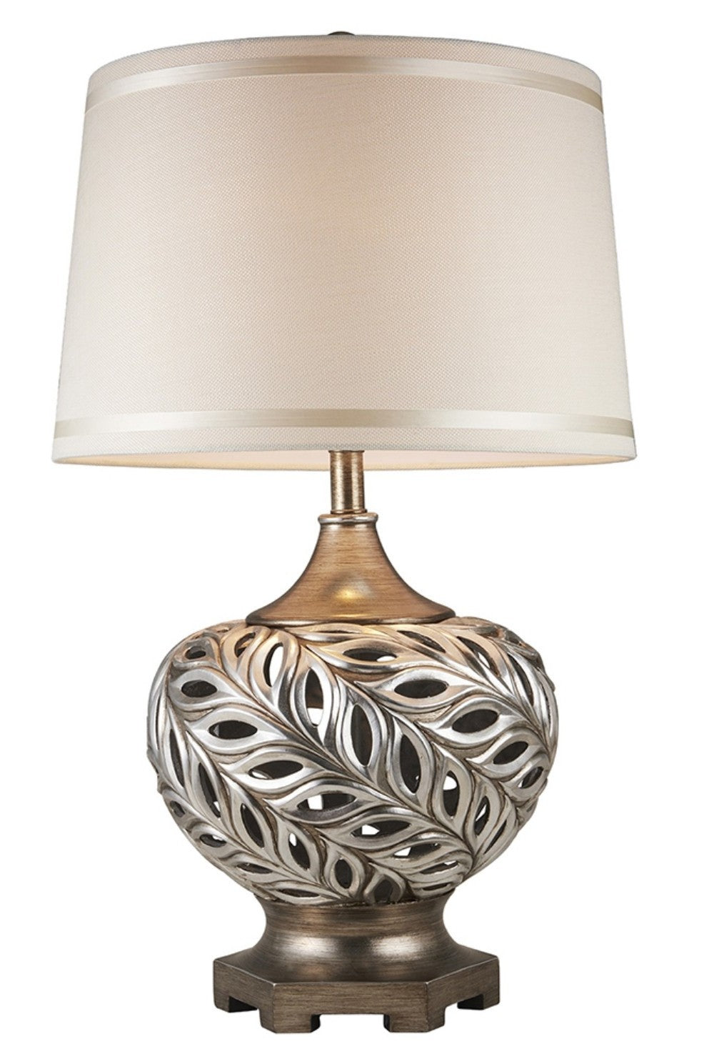 HomeRoots Open Ovals Design Table Lamp in Silver Finish
