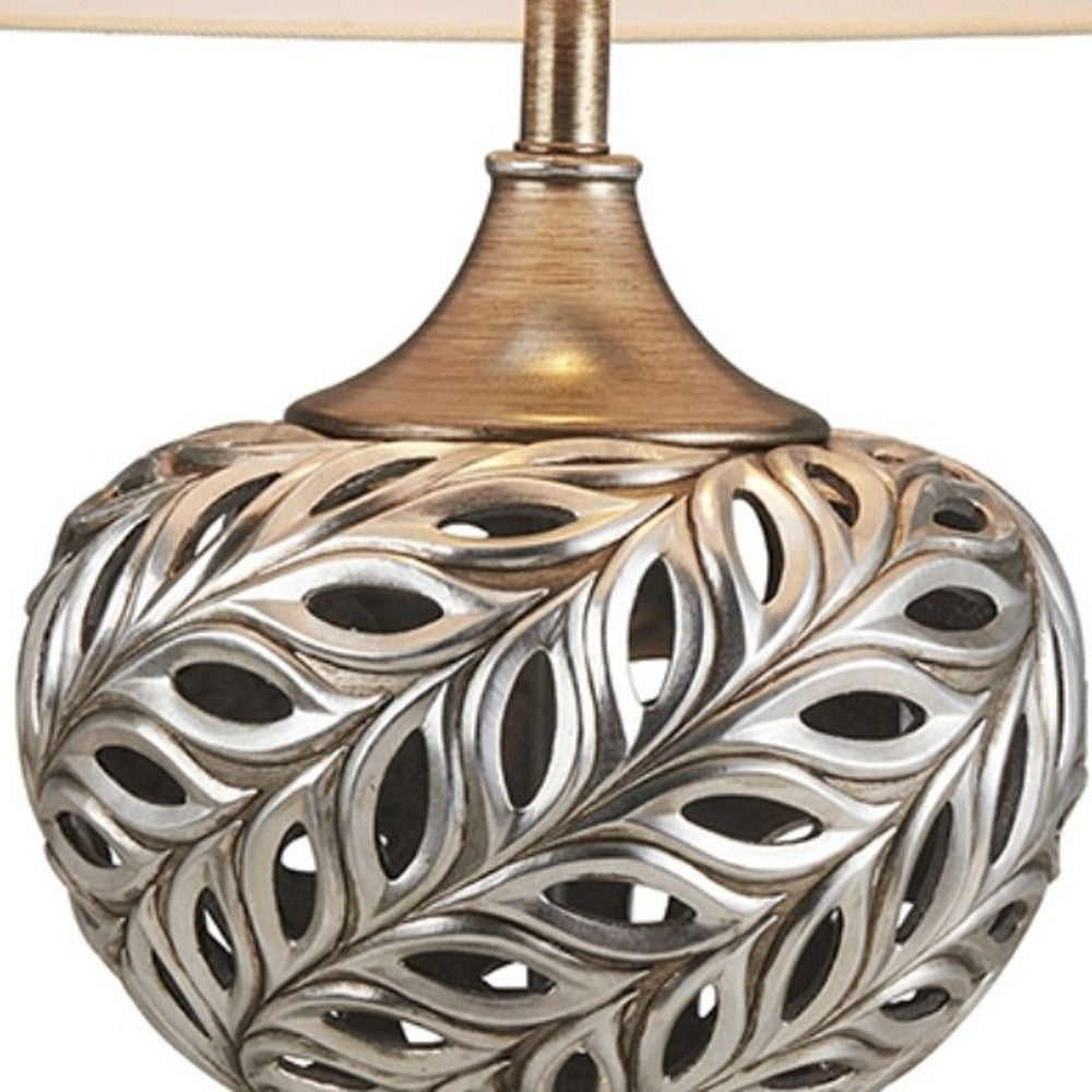 HomeRoots Open Ovals Design Table Lamp in Silver Finish
