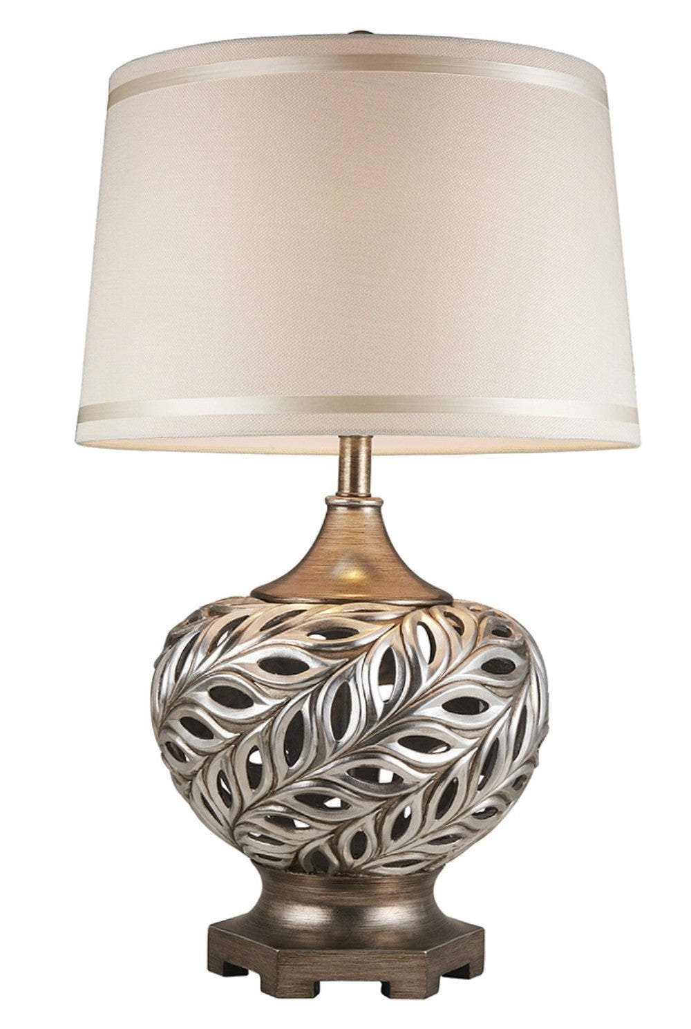 HomeRoots Open Ovals Design Table Lamp in Silver Finish