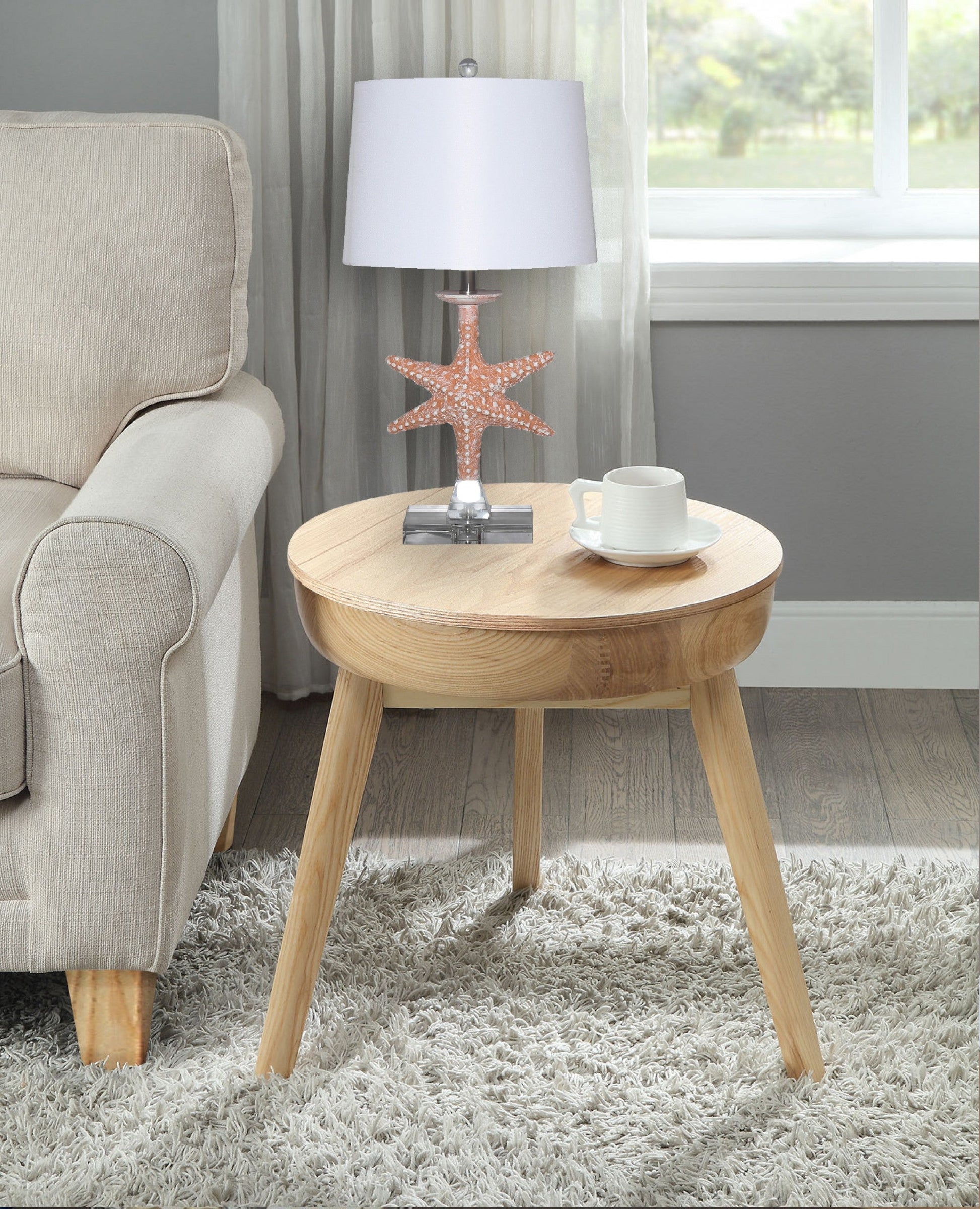 HomeRoots Orange Coastal Starfish Table Lamps in Set of 2